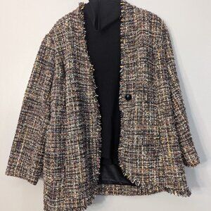 Dark Multicolor Blazer and Black Turtleneck